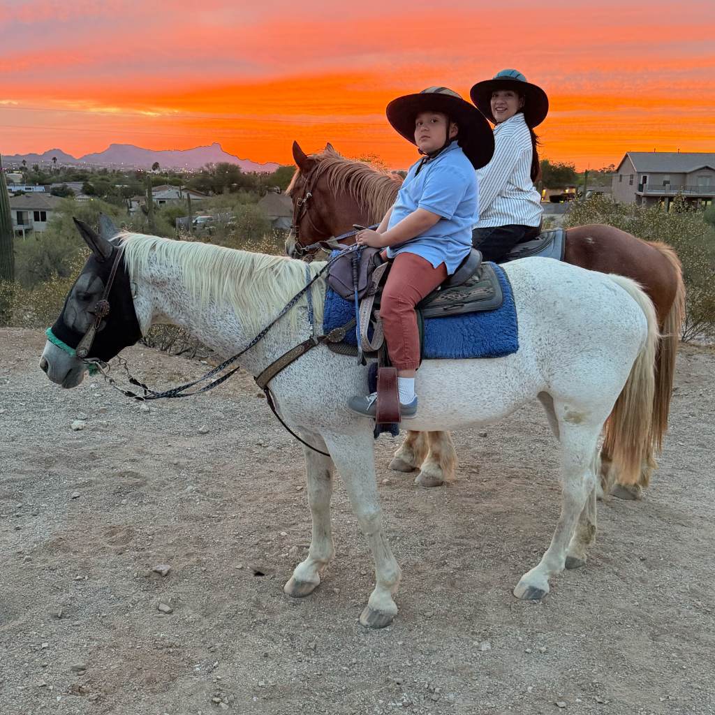 All-age horseback riding lesson at Catalina Riding Club in Tucson, Arizona